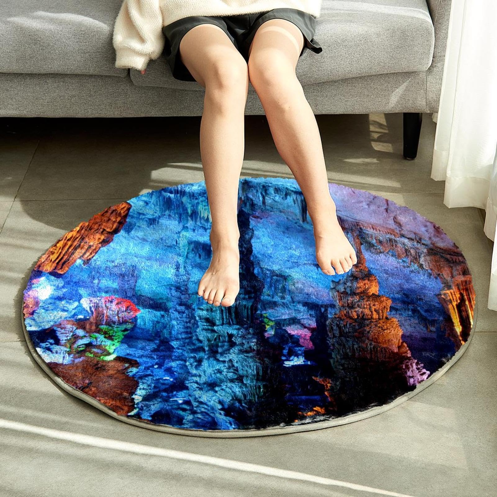 Alfombra suave y esponjosa de 80 cm para sala de estar, dormitorio, alfombra antideslizante natural, alfombra lavable para dormitorio, área de juegos, habitación de los niños, decoración