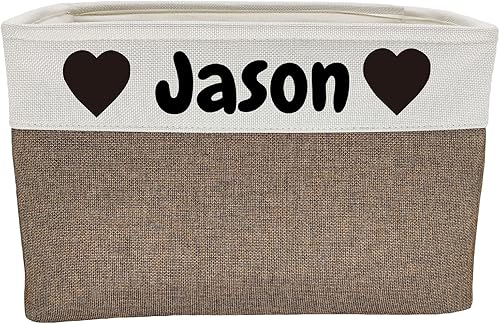 Dog Toy Basket Collapsible Dog Toy Box with Handles Foldable Dog Toy Bin for Pet Toys,Accessories(Personalized,L:17"L x 13"W x 10"H)