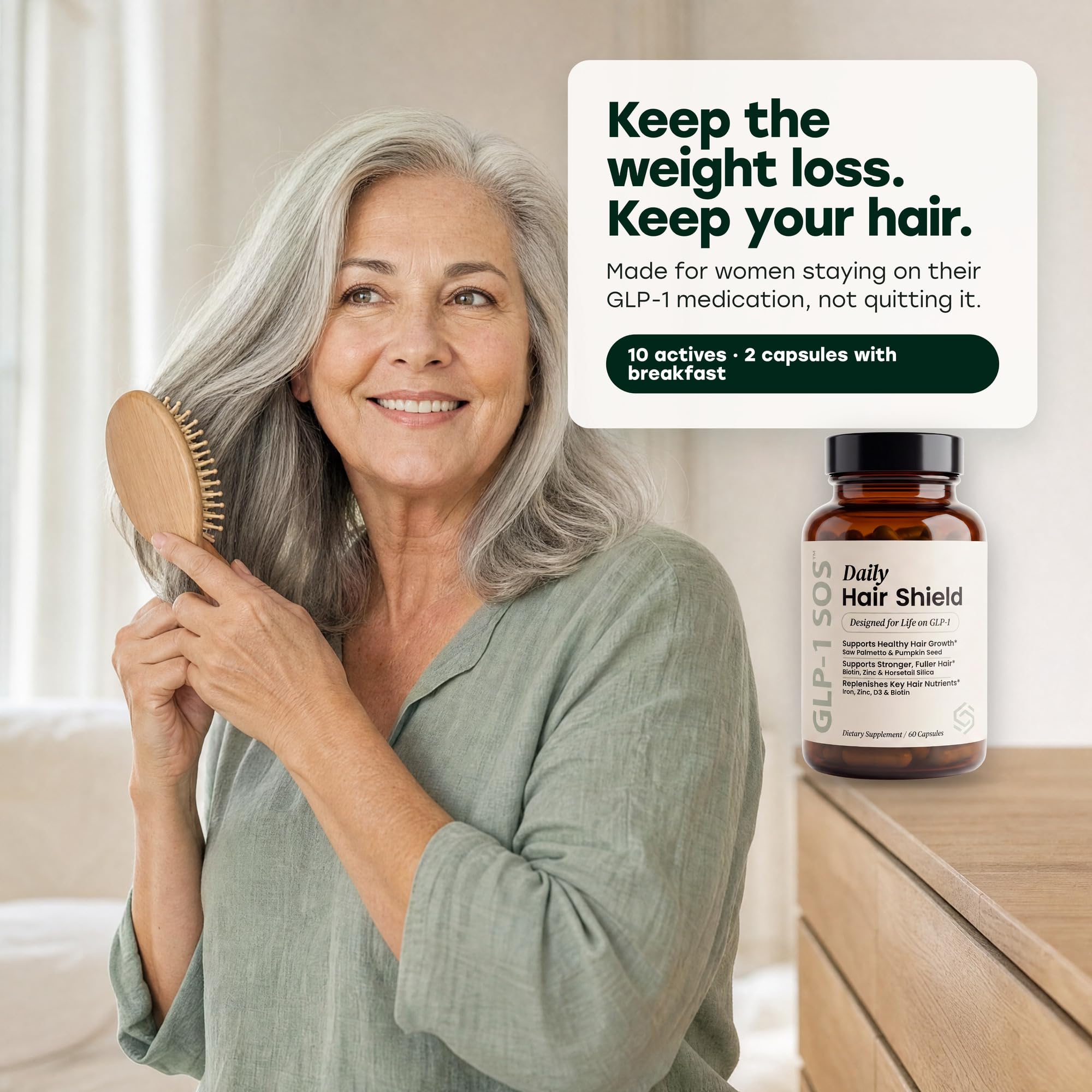 Hair Shield – Hair Loss Supplement for Women on GLP-1 Medication – Growth Vitamins for Thinning & Shedding – Biotin 5000mcg, Saw Palmetto 320mg, Iron, Ashwagandha – 60 Capsules — Amazon image 3