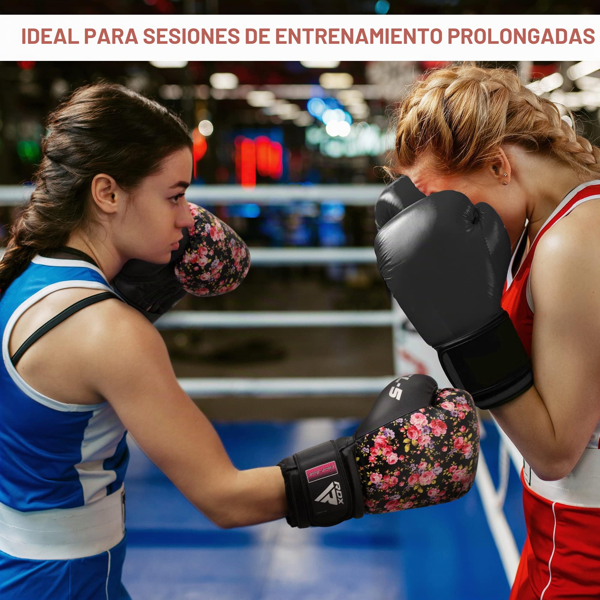 RDX Mujeres Guantes de Boxeo Muay Thai Entrenamiento, Maya Hide Cuero, Boxing Gloves para Sparring Kickboxing Artes Marciales Saco Manoplas de Boxeo MMA Fight Training, 8 10 12oz