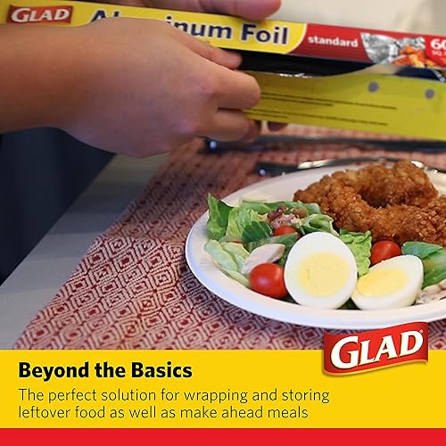 Miniatura 4 de Glad Papel de aluminio, 60 pies cuadrados, paquete de 24  Papel de aluminio para asar, asar, hornear y almacenar alimentos para preservar la