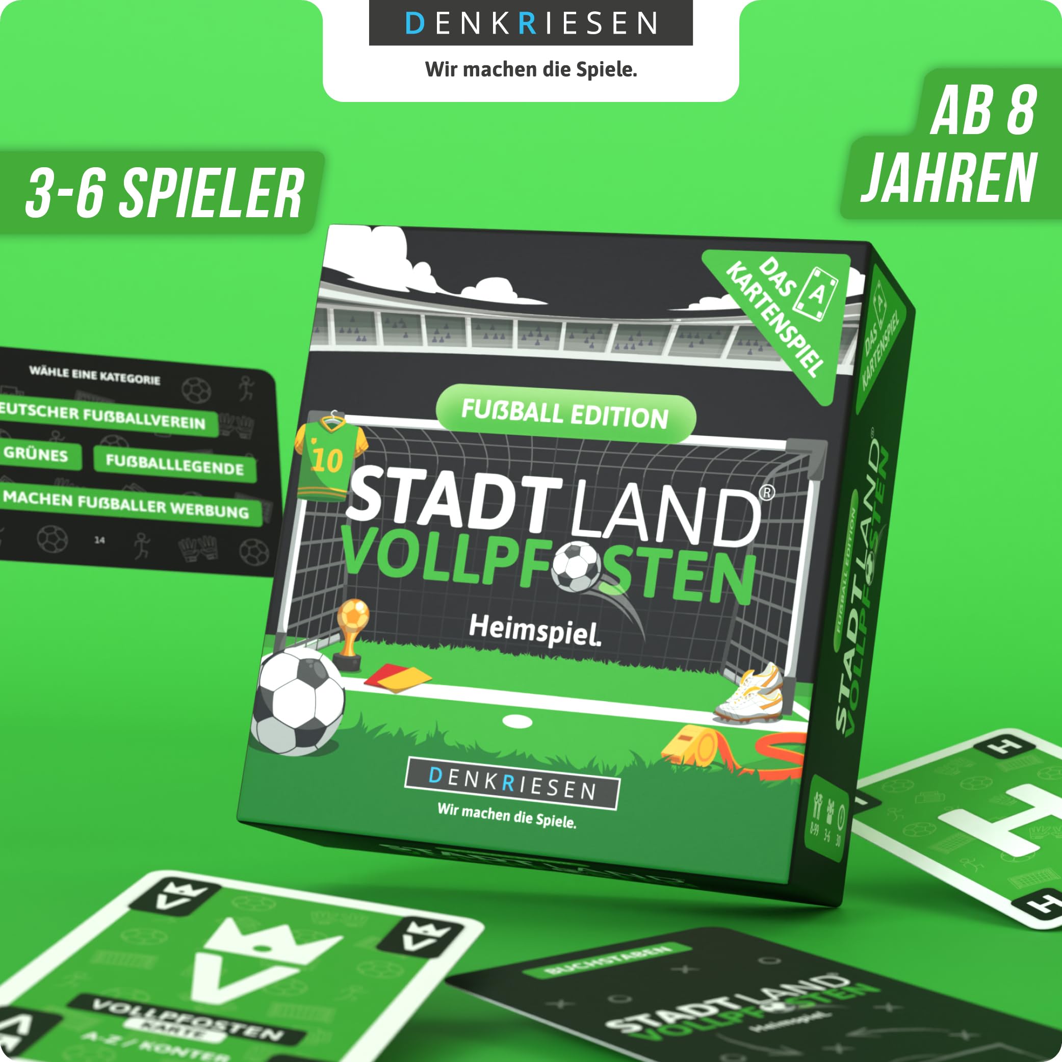 DENKRIESEN - Stadt Land Vollpfosten® - The Card Game - Football Edition - Home Game, Green, 12.5 x 11.5 x 4.5 cm - Image 2