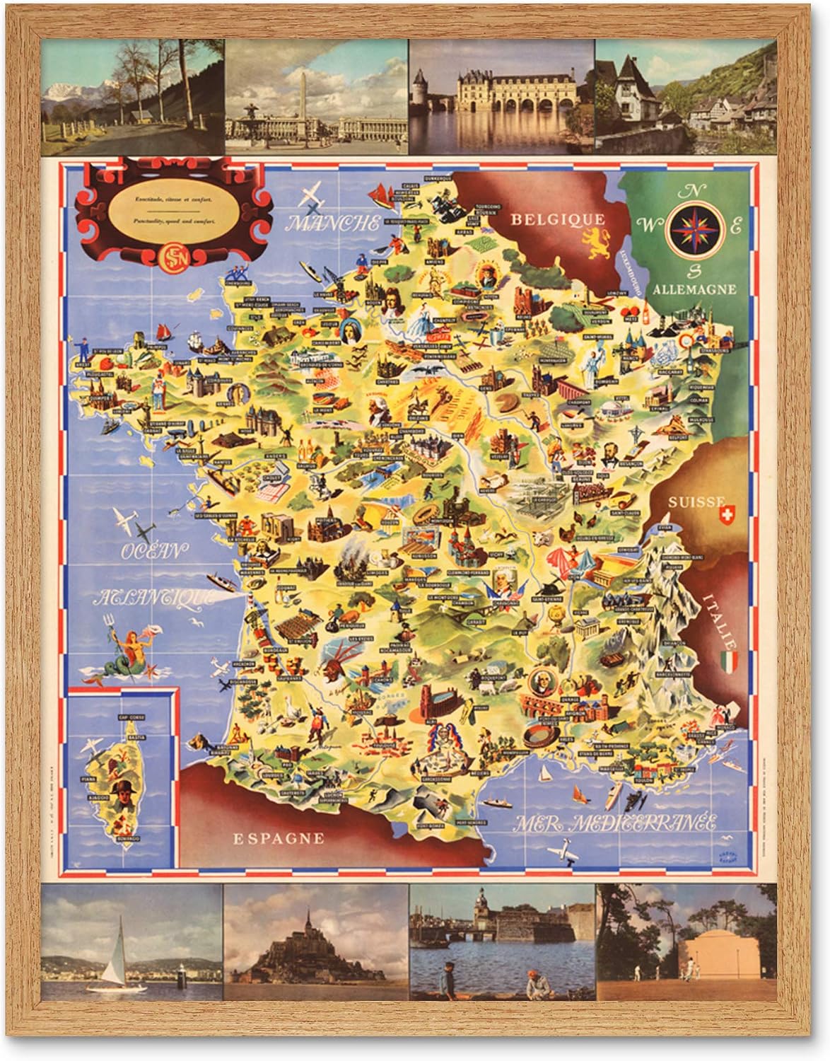 Batany 1947 Pictorial Map France Railway Tourism Unframed Wall Art Print Poster Home Decor Premium