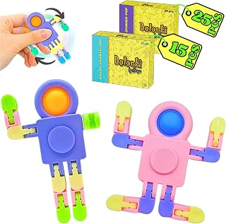Robots Spinner Pop It Pack 25 Detalles Cumpleaños Niños de 3 a 12 años. Regalos Cumpleaños Niños Colegio, Regalitos Cumpleaños Invitados Niño, Bolsitas Fiestas Infantiles, Fidget Toy