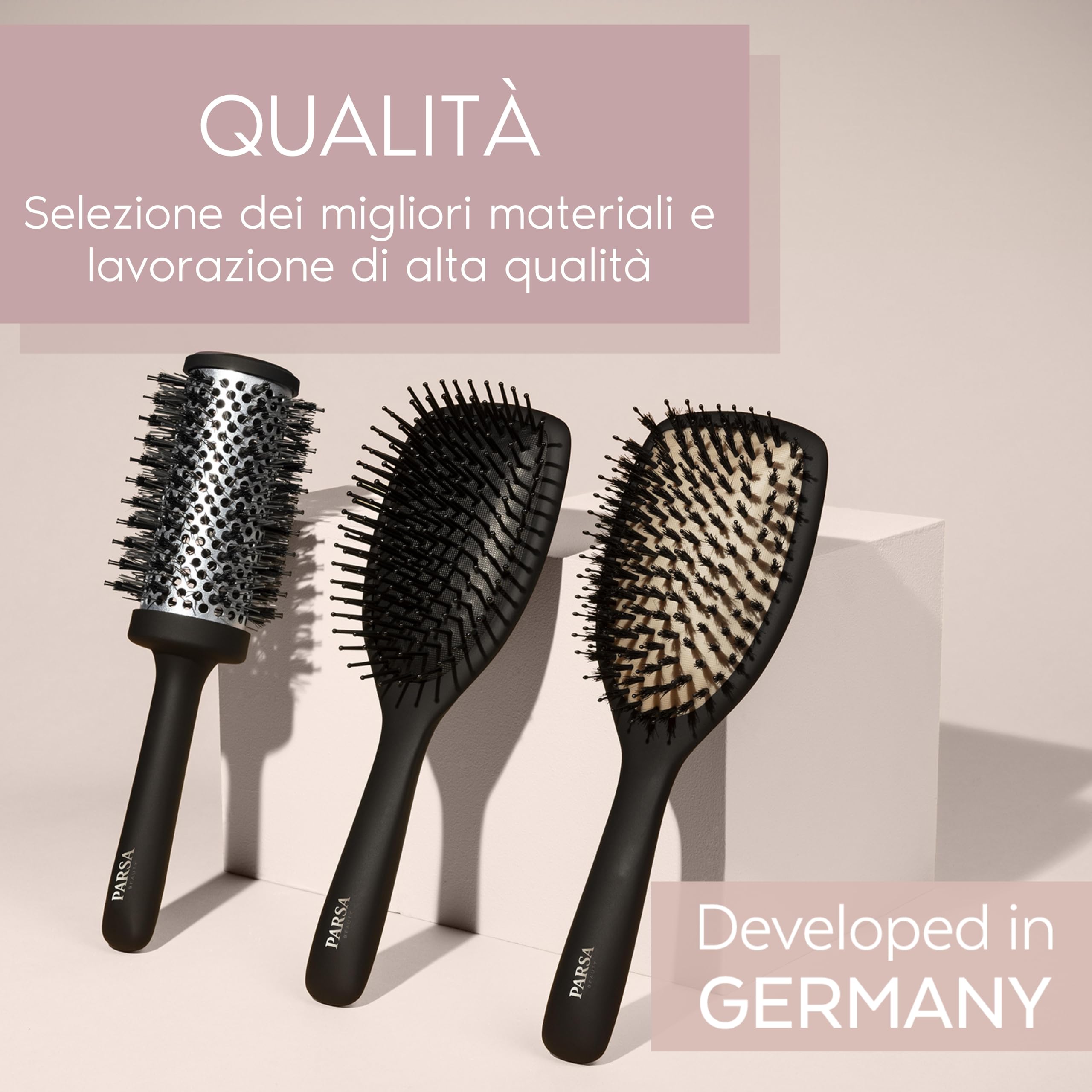 Parsa Beauty Spazzola Professionale al Keratina + Biotina (Spazzola a pale) – Spazzola per Lisciare e Cura dei Capelli – Spazzola per Capelli Ricci – Spazzola per Capelli Lunghi