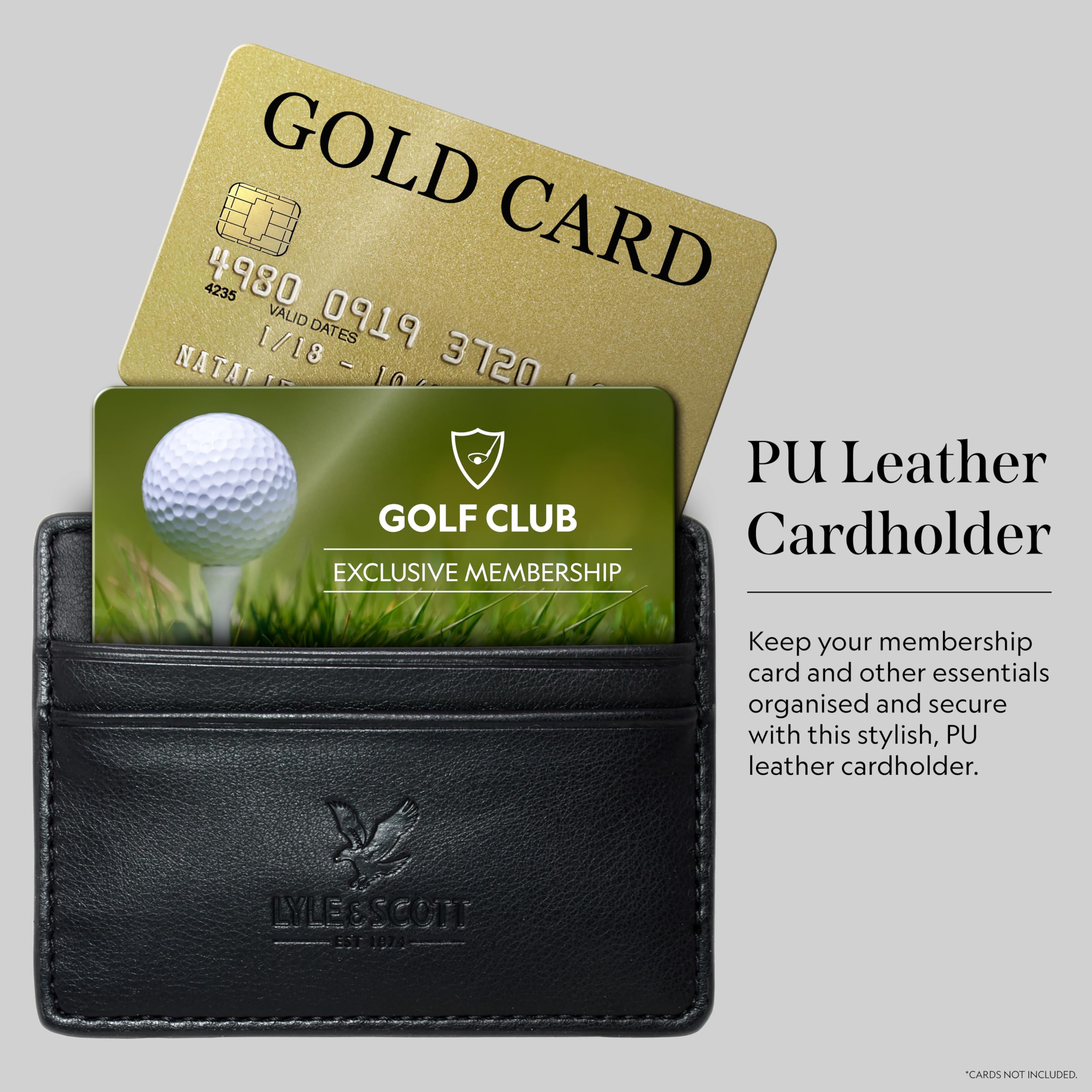Lyle & Scott Argyle Premium Valuables Pouch - Pitch Perfect Golf Gifts for Men - Lussuosa pelle con cerniera con fodera in velluto, portafoglio per carte, marcatore per palline da 32 mm - Accessori da