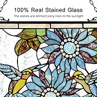 Vista 3 de Capulina Paneles de vidrieras para colgar ventanas, girasoles y pájaros, estilo Tiffany, artesanías de arte tradicional para decoración del hogar