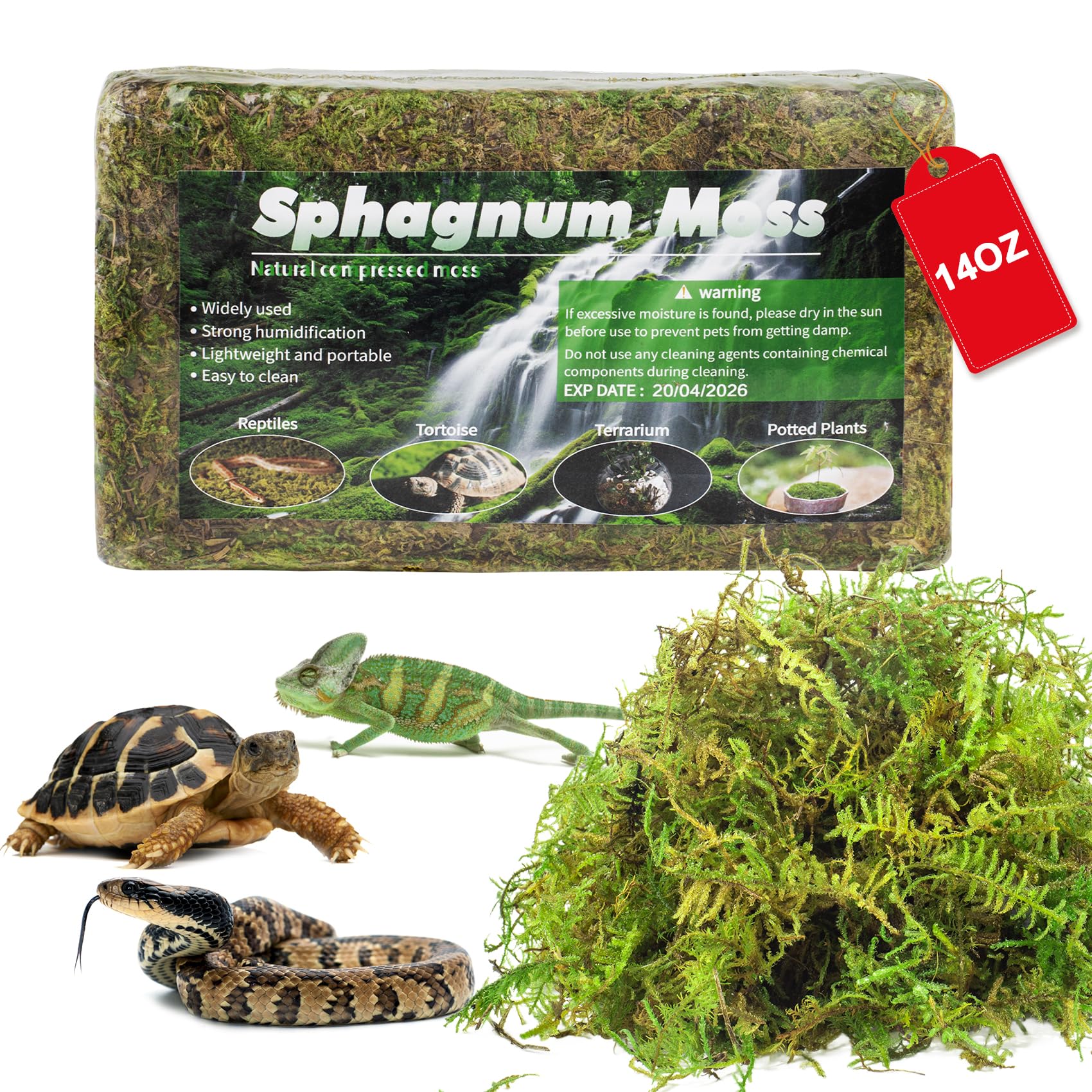 50QT Wysokiej jakości mech torfowca dla gadów – 400 ml naturalna pościel z mchem gadów do terrarium, wylęgu, leśnego mchu torfowca, podłoża dla węży, gekona, żółwi, żab, lampart