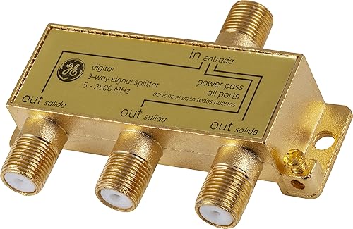 Miniatura 1 de GE 73756 - Divisor de cable coaxial digital de 3 vías, 2.5 GHz 5-2500 MHz, compatible con RG6, TV HD, satélite, Internet de alta velocidad,