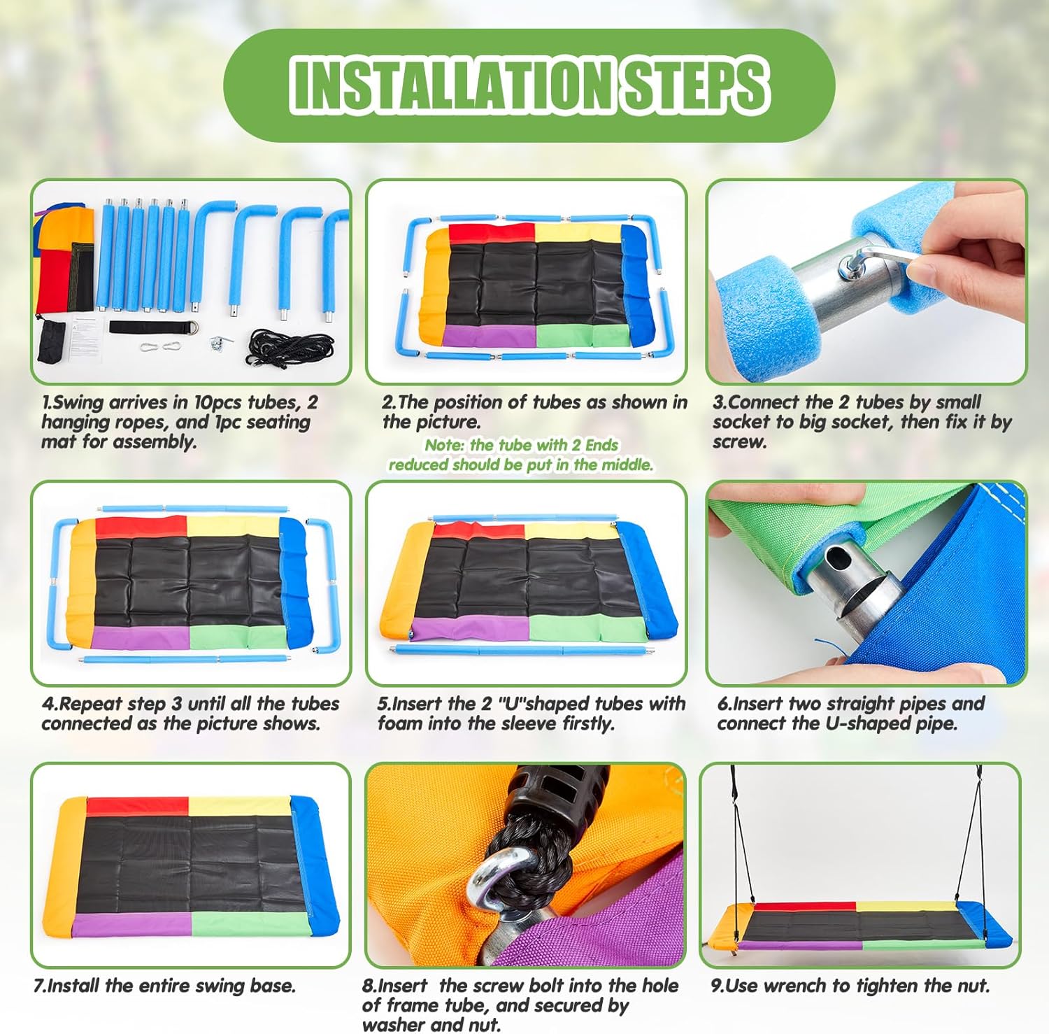 70" x 40'' Extra Large Platform Tree Swing for Adults with 2 Artificial Flower Garland and Adjustable Straps 800lbs Heavy Duty Waterproof Rectangle Swing for Gift Outdoor Game Christmas