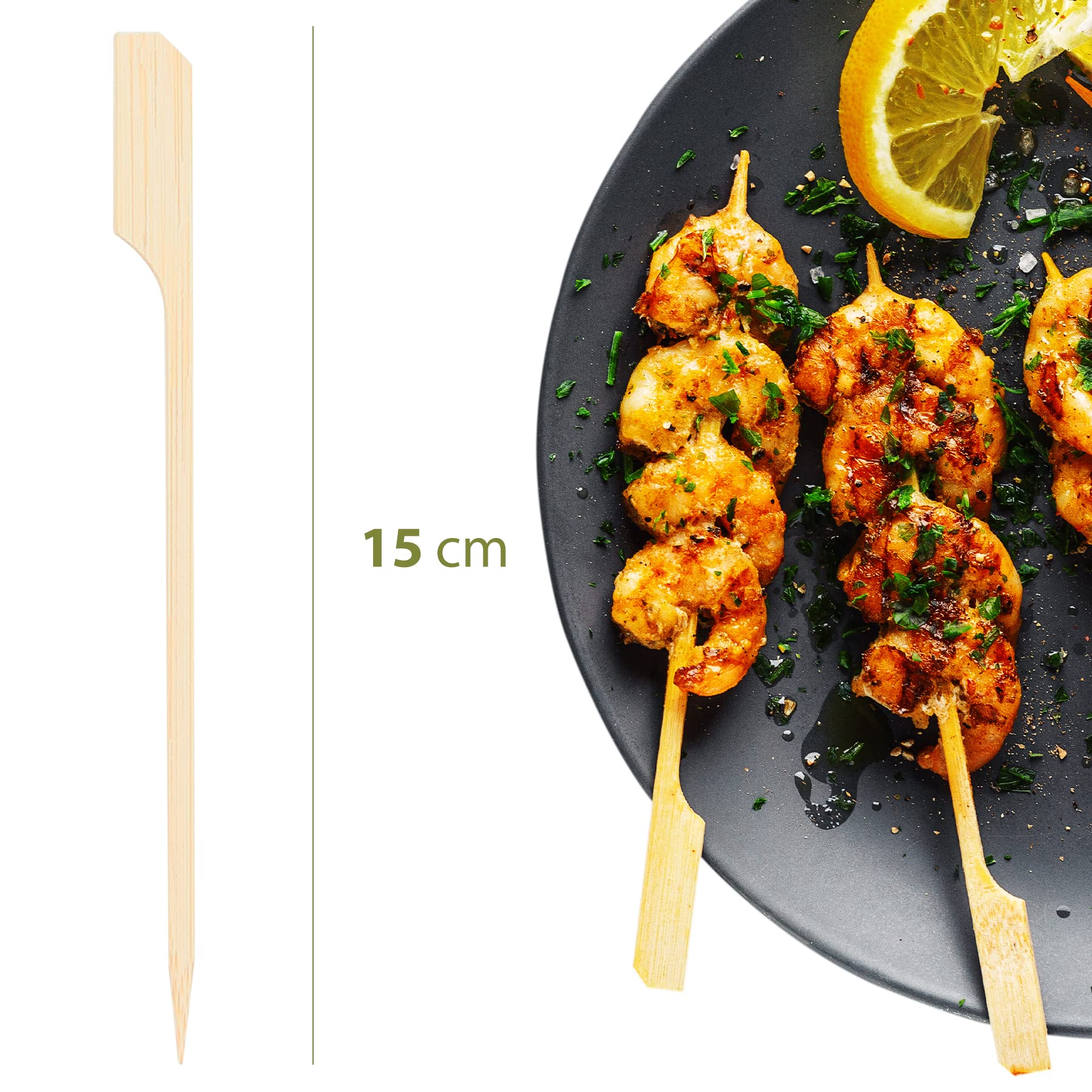 Confezione 50, 100, 300 Pezzi, Spiedini di Bambù per Barbecue, Spiedini di Finger Food in Bambù, Bastoncini ideali Cocktail, Carne, Frutta, Feste, uso artigianale, Verdure, Diverse Misure