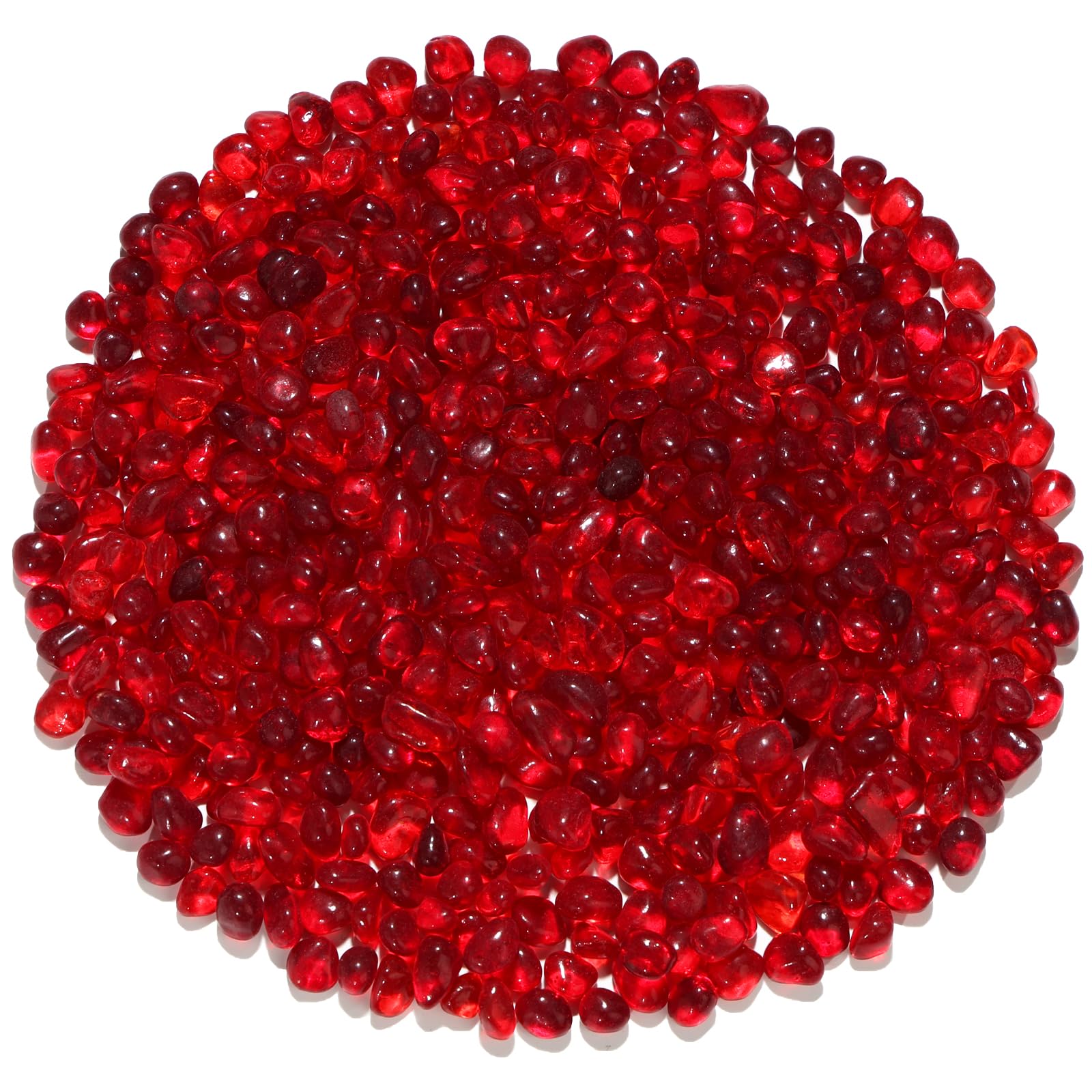 QYGL Red Clear Glass Pebbles, 0.55 lb Sea Glass Stones for Vase Fillers