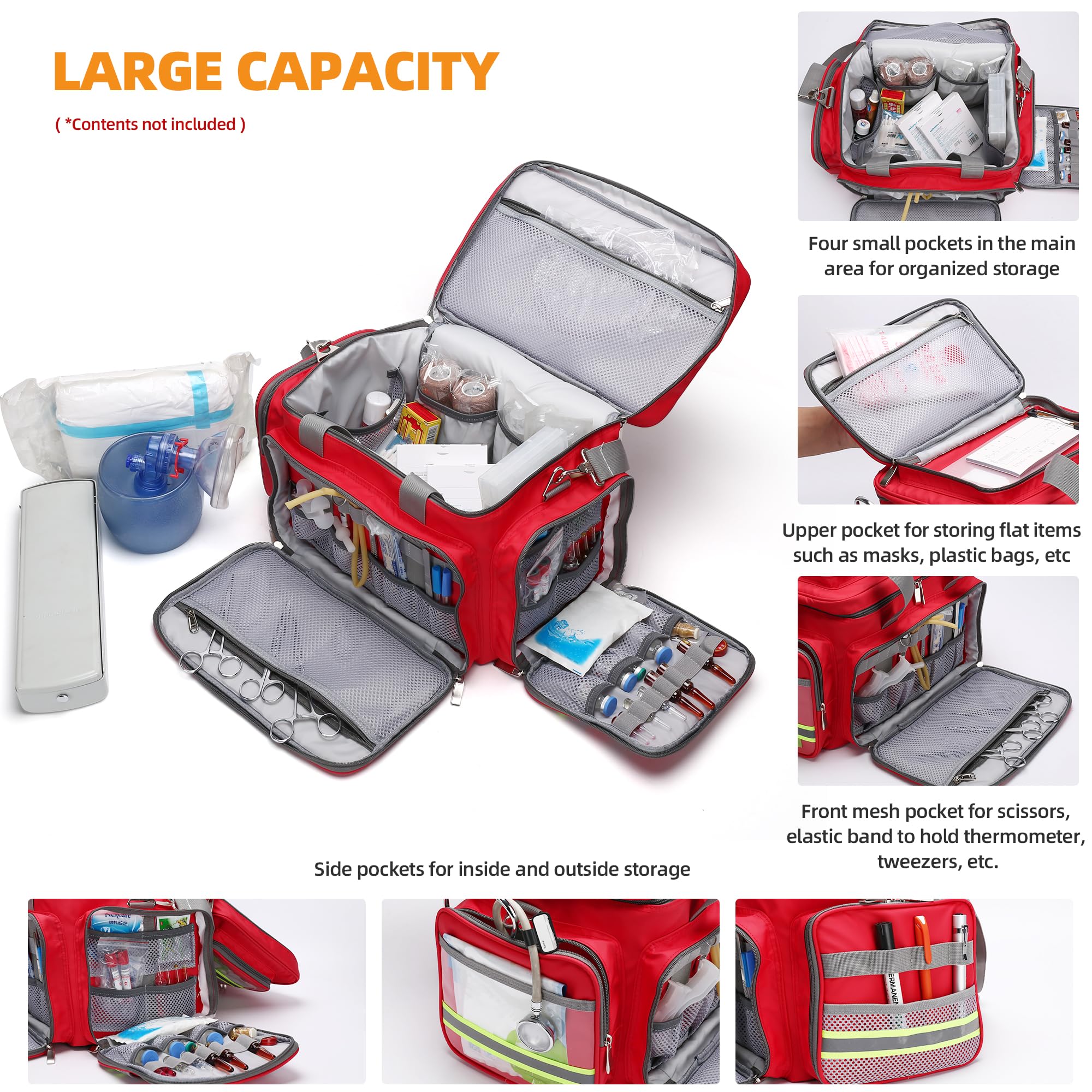 Kit di pronto soccorso kit di emergenza vuoto per viaggio in casa per escursionismo sul lavoro di lavoro e usura impermeabile di pronto soccorso esterno resistenza alla striscia riflettente regolabile