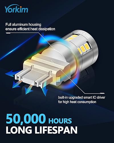Miniatura 5 de Yorkim Bombilla LED blanca 3157, 6500K de alto brillo 3156 con proyector 3057 3056 3457 4157, lámpara de repuesto para luces traseras de freno de