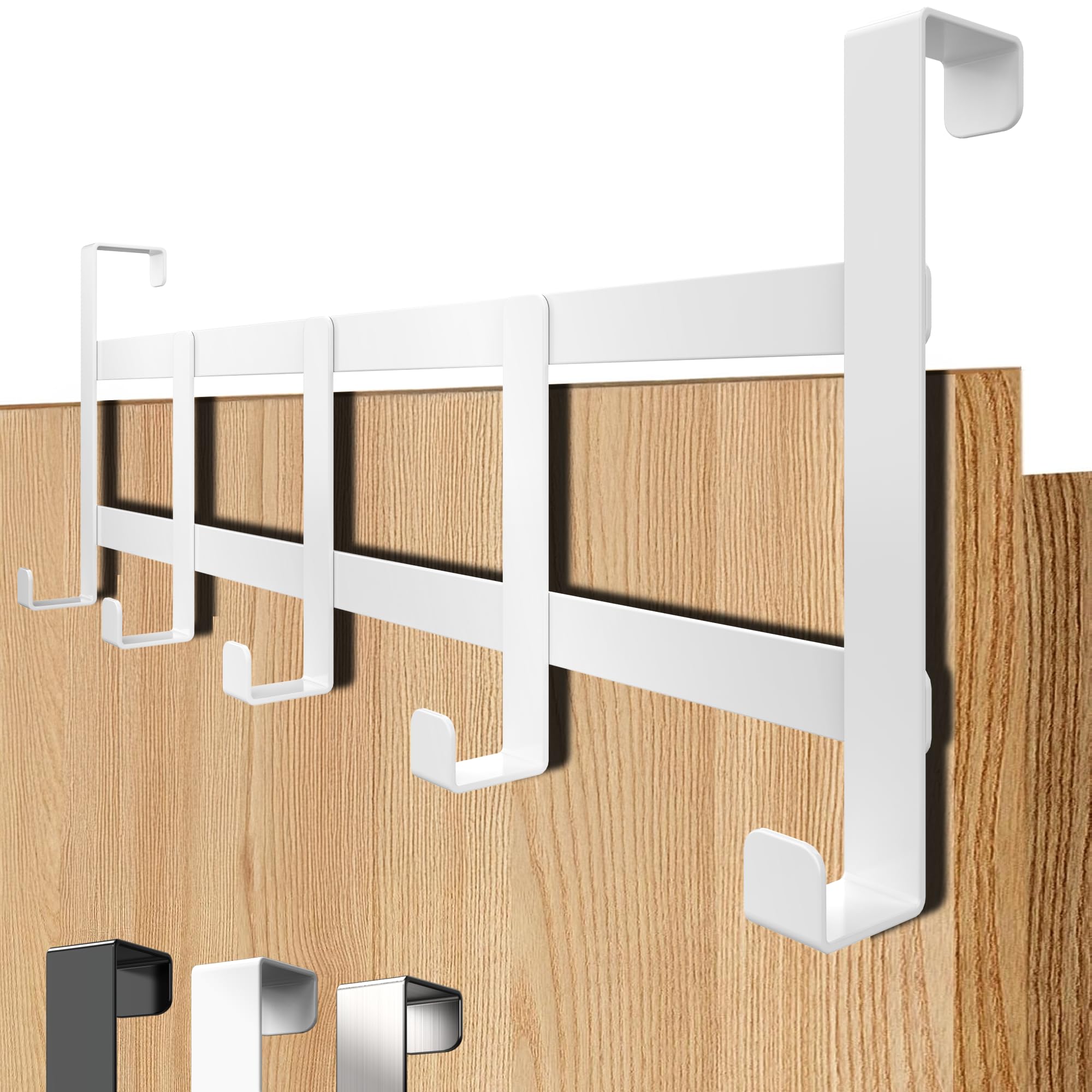 4smile Türgarderobe zum Einhängen – Universelle Türhaken für deutsche Türen, Kleiderhaken Tür - Stabile Türhakenleiste, Haken zum Einhängen als Ordnungshelfer, Fb. Mattweiß