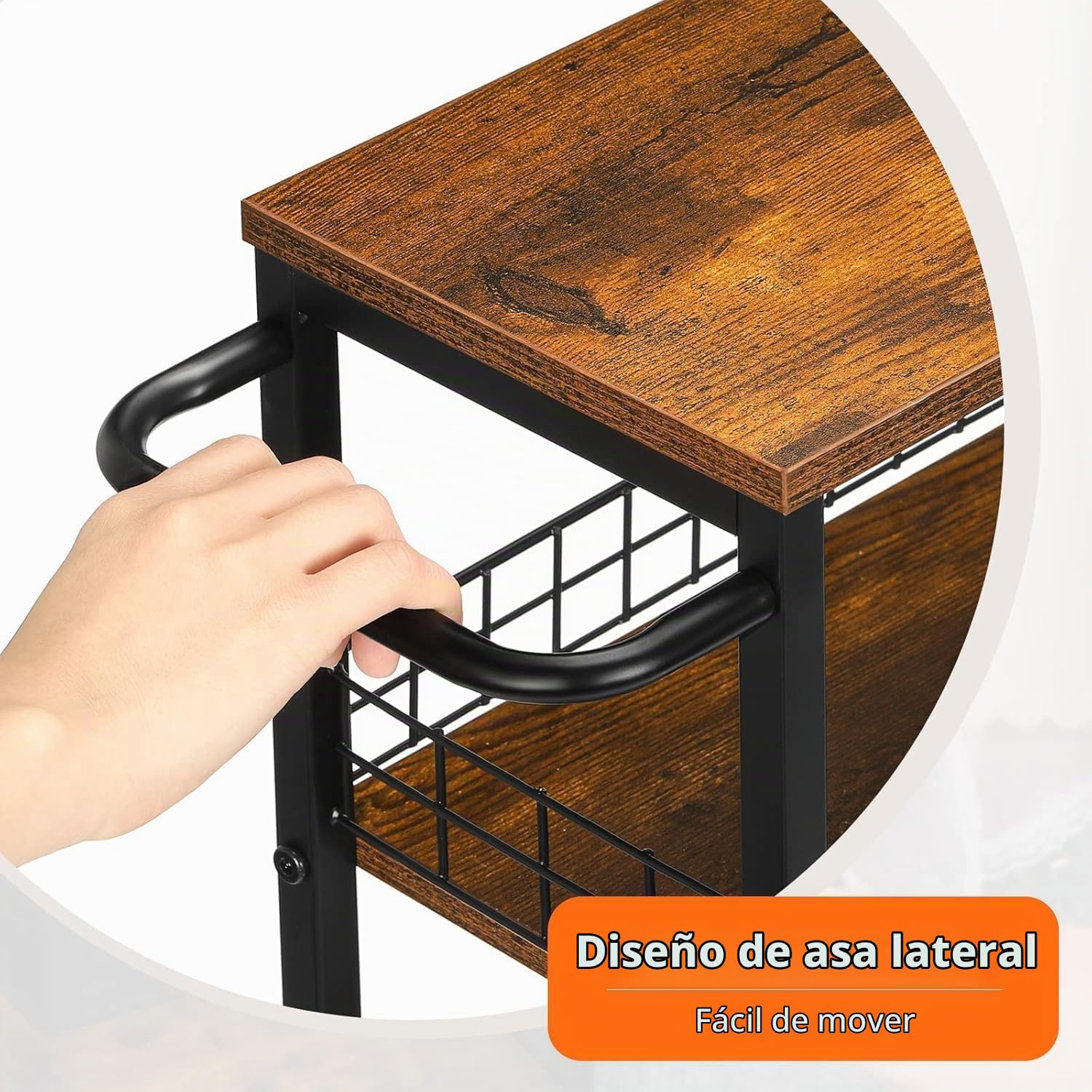 CADUKE Carrito de Almacenamiento Delgado de 4 Niveles, Carrito de Cocina Estrecho con Ruedas, Carrito de Servicio con Mesa de Madera, Unidad de estantería móvil, Organizador de Almacenamiento