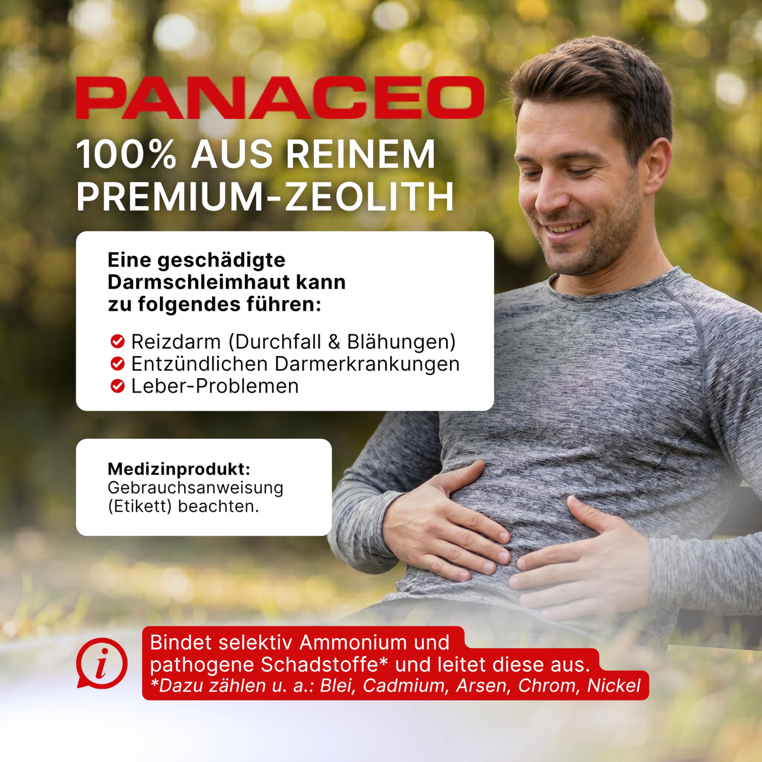 PANACEO MED DARM REPAIR Pulver mit PMA-Zeolith – Veganes Medizinprodukt bei Reizdarm, Leaky Gut & Darmbeschwerden, unterstützt Darmbarriere, Darmflora & Schadstoffbindung, 400 g