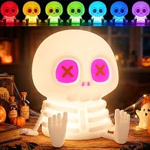 YR YRHH-PET Skeleton Skull Lamp, Halloween Decor Gift, Kids Night Light Toy