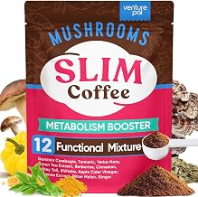 Venture Pal Slim Mushroom Coffee for Weight Loss, Instant Coffee with Berberine, Cinnamon, Yerba Mate, Turmeric, & More, 1800mg(10:1) Extract for Diet Support & Metabolism Boost - 40 Servings