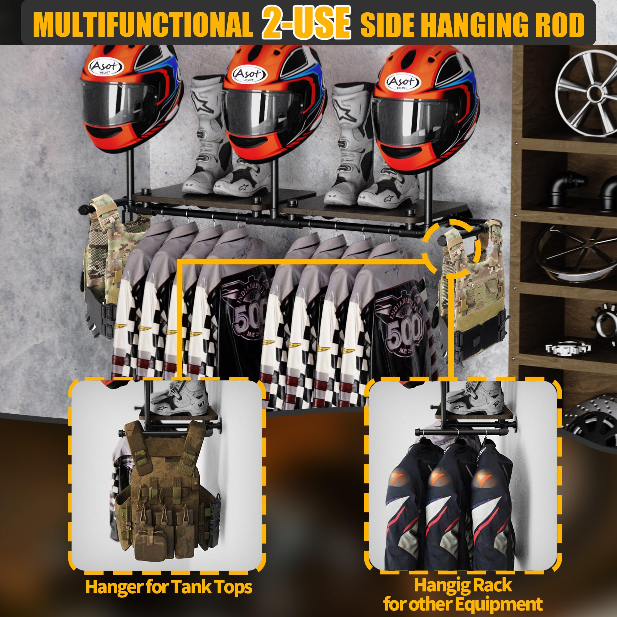 Helmet Holder Hook Motorcycle Helmet Rack, Rotation Metal Helmet Holder ...
