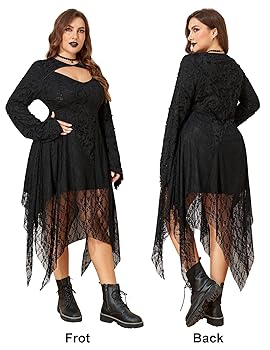 Amazon.com: ZNU Women's Plus Size Gothic Dress Lace-up Trim