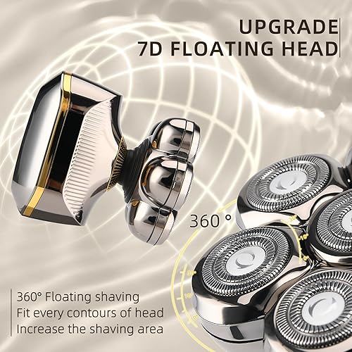 Miniatura 3 de Afeitadoras eléctricas de cabeza para hombres calvos, maquinilla de afeitar eléctrica 7D mejorada para hombres, afeitadora de cabeza seca y húmeda