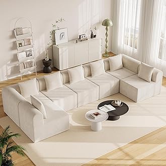 wanan 197.6'' Modular Sectional Couches for Living Room with Deep Seat, L-Shape Cloud Sofa Couch, High Density Memory Foam, Boneless Upholstered Couches, Easy Assembly(Warm White, 7 Seats)Global Recycled StandardGlobal Recycled StandardGlobal Recycled Standard