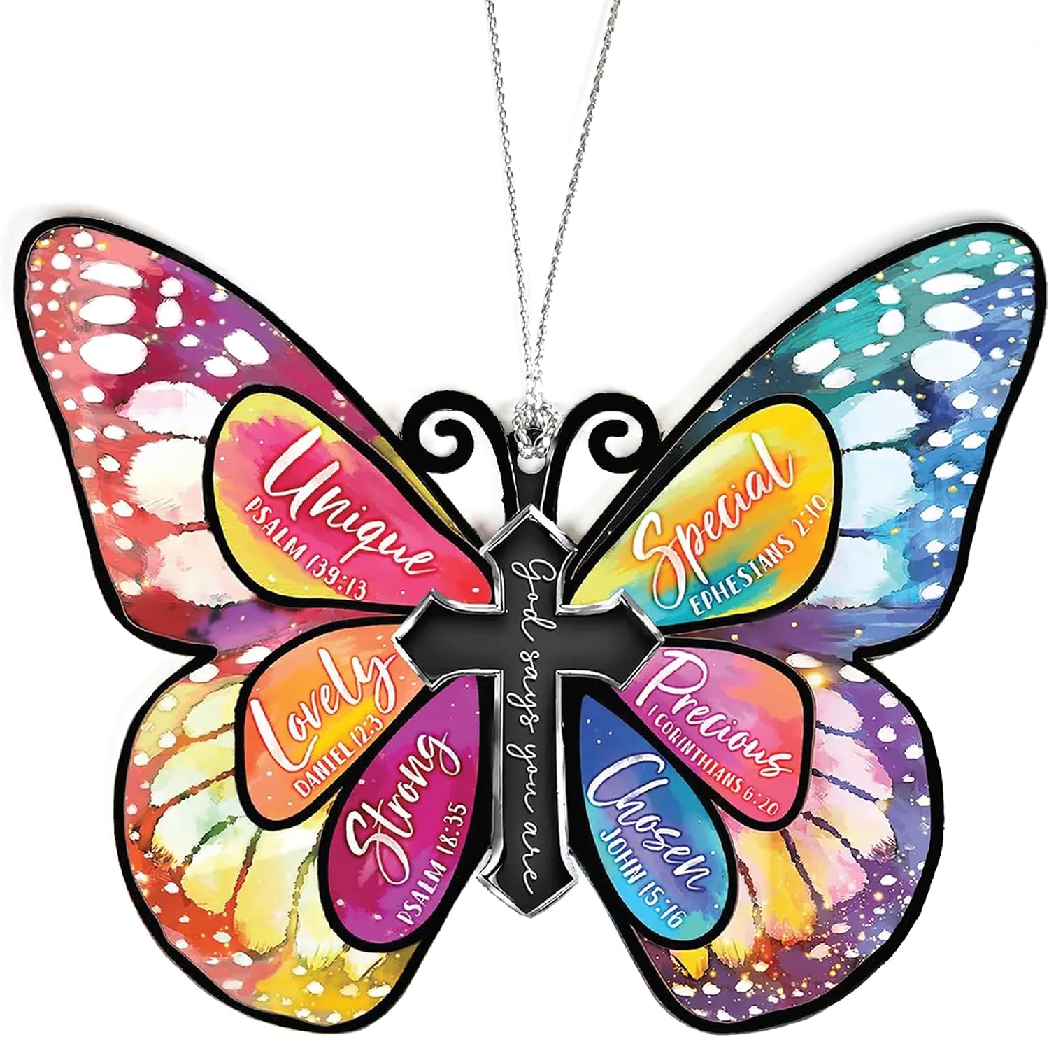 Christian Gifts for Women, God Says You are Ornament, Religious Gifts for Women, Butterfly Inspirational Gifts for Friends Mom Sister Girl Coworker, Jesus Christmas Decorations, Birthday Gift for Mom