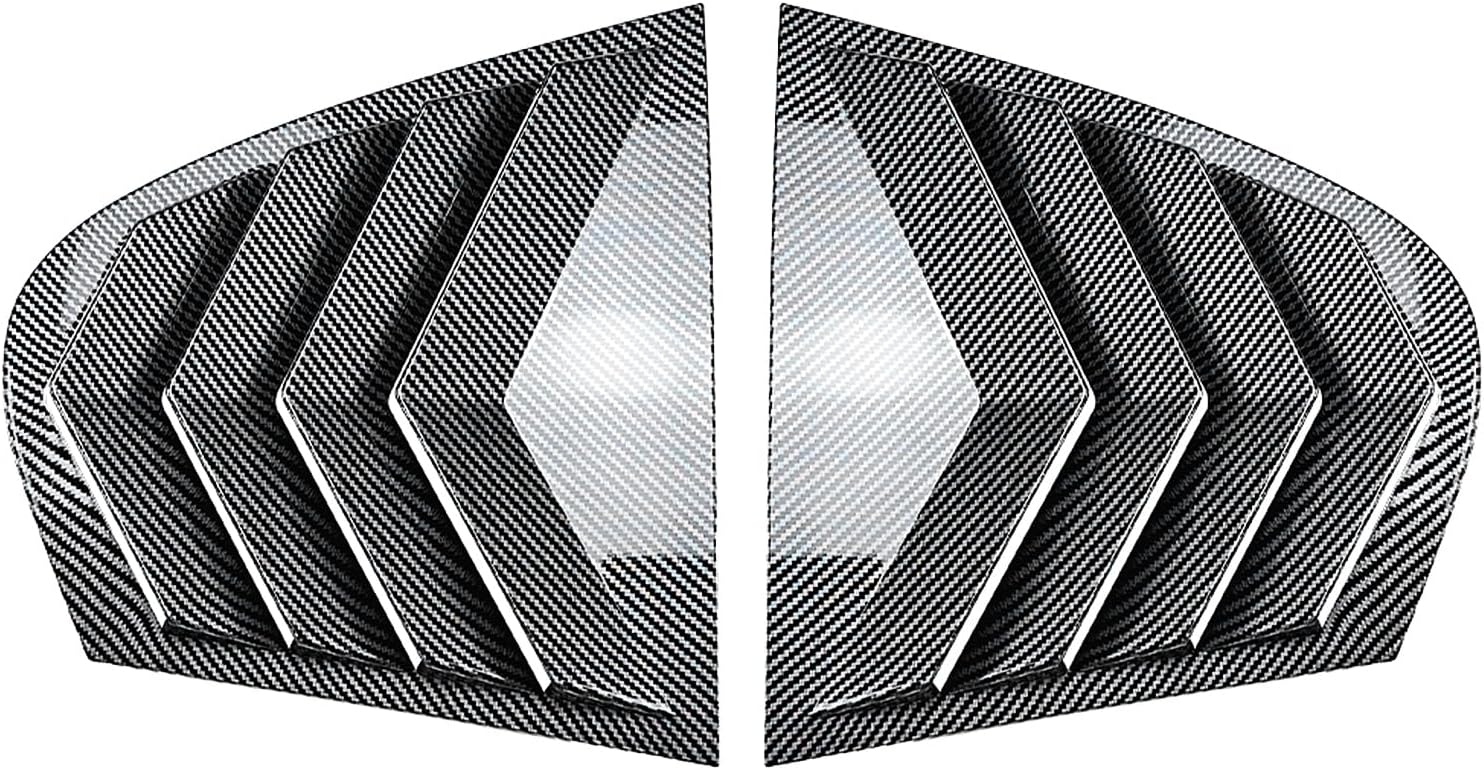 Rear Window Side Louver Shutter Trim For BMW 5 Series E60 E61 2004-2010 Gloss Black Carbon Fiber Look