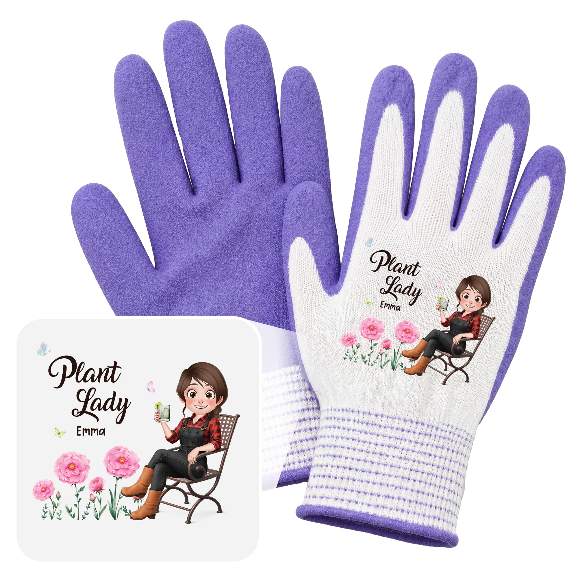 Personal Chic Personalised Gloves - Plant Lady Birth Flower - Gardener Of The Year - Garden gloves Women, Ladies Gardening Gloves, Garden Glives, Gardening Glives, Garden Glove for Women (Female #4)