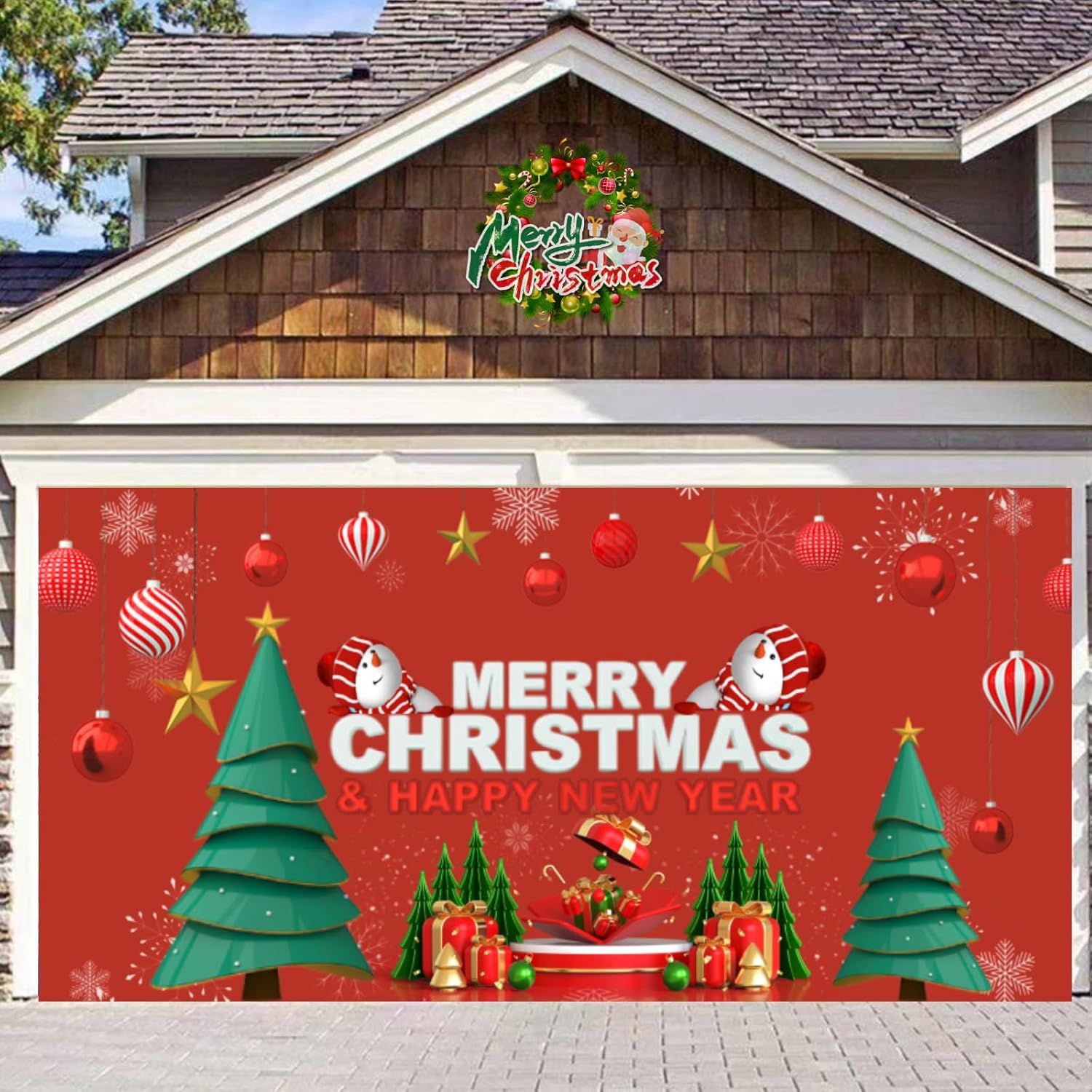 Christmas Garage Door Decorations Merry Christmas Garage Door Banner Cover 7 x 16 ft Large Christmas Backdrop Decoration Indoor Outdoor for Xmas Holiday Party Supplies