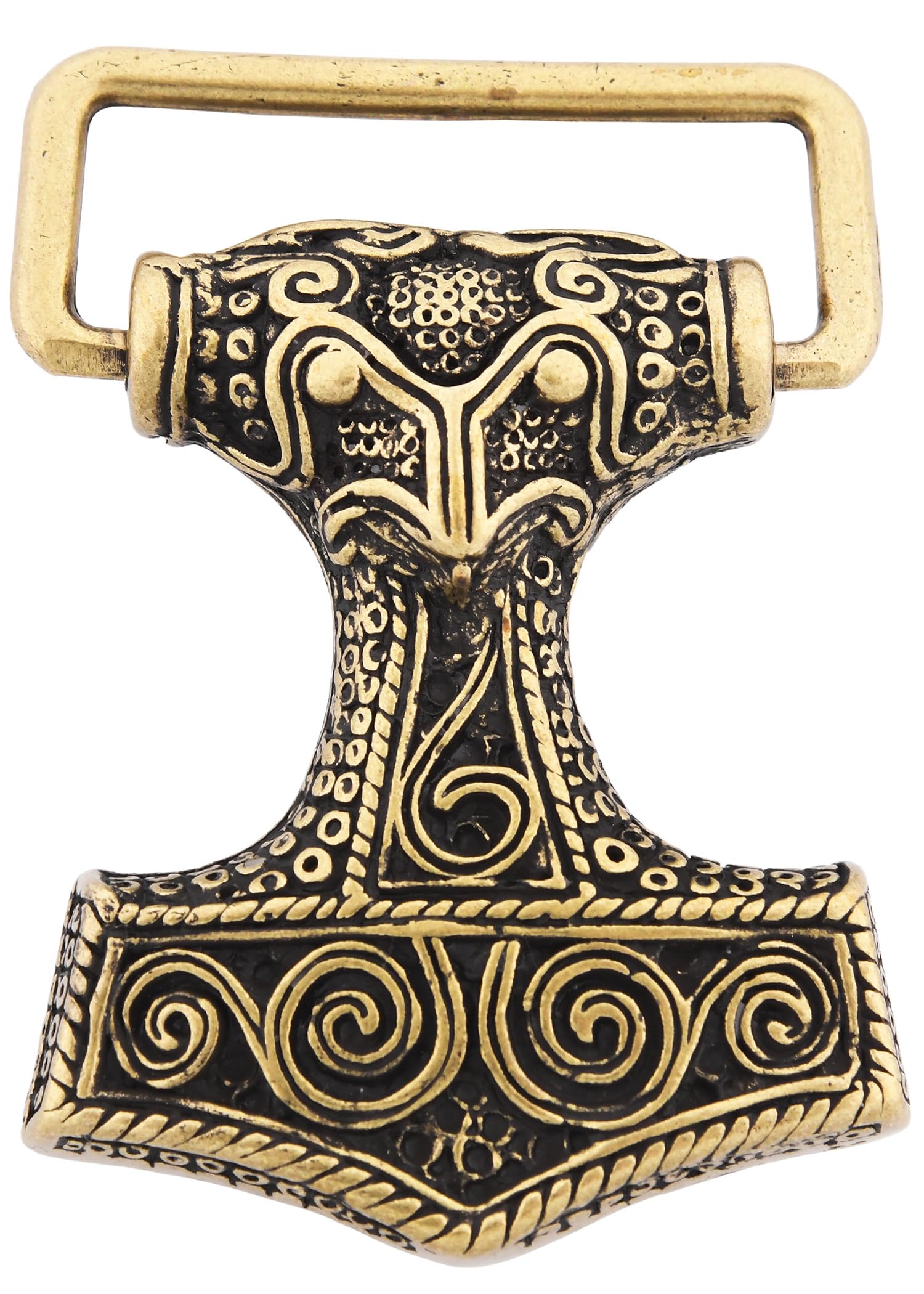 Battle-Merchant Mjoelnar belt buckle, Thor's hammer, LARP medieval Viking belt buckle, silver or bronze, bronze