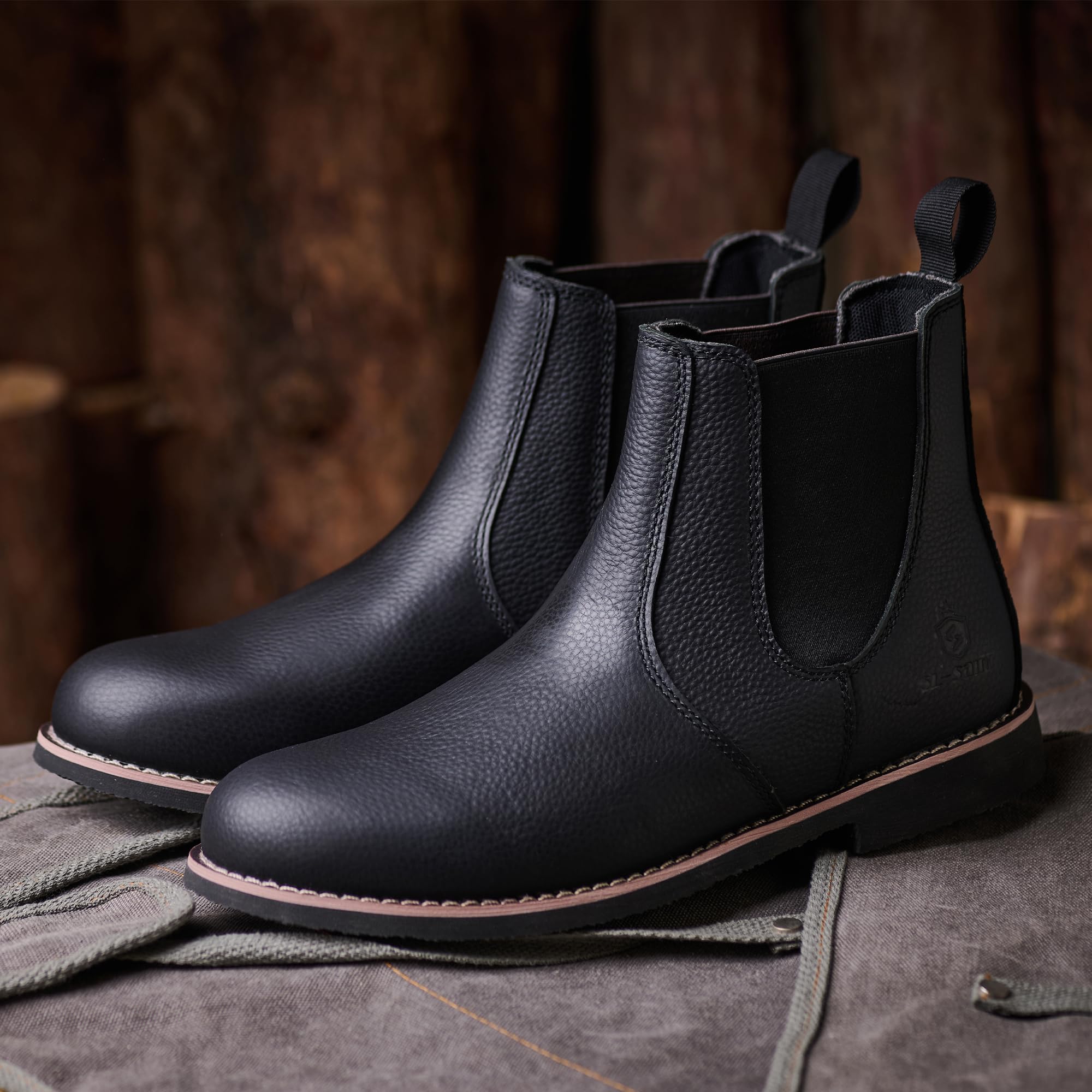 SL-Saint Uomo Fatti a Mano Stivali Chelsea Classici In Vera Pelle di Mucca Scivolare Sulla Moda