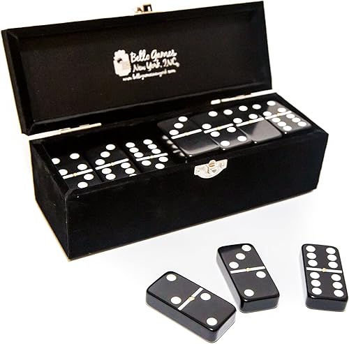 Miniatura 2 de New York's Garment District Double Six - Juego de dominó para torneo de tamaño jumbo profesional con spinners en una caja de terciopelo negro