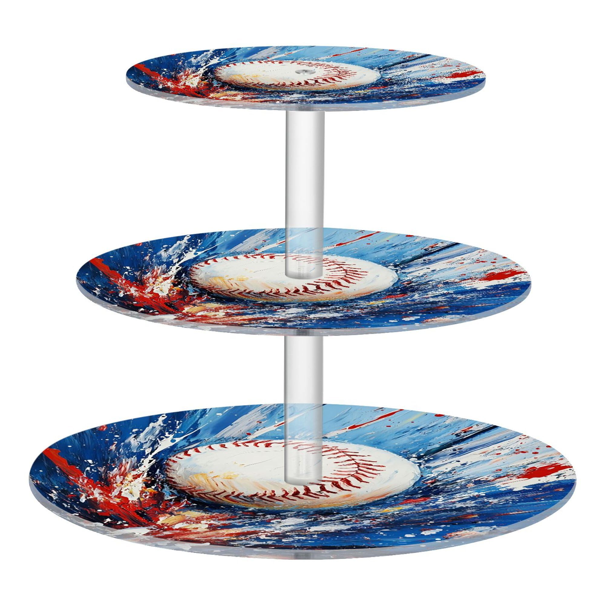 PYBUG Baseball 3 Tier Acrylic Cupcake Stands Tower,Dessert Table Display Set for Tea Party,Wedding,Birthday, Baby Shower