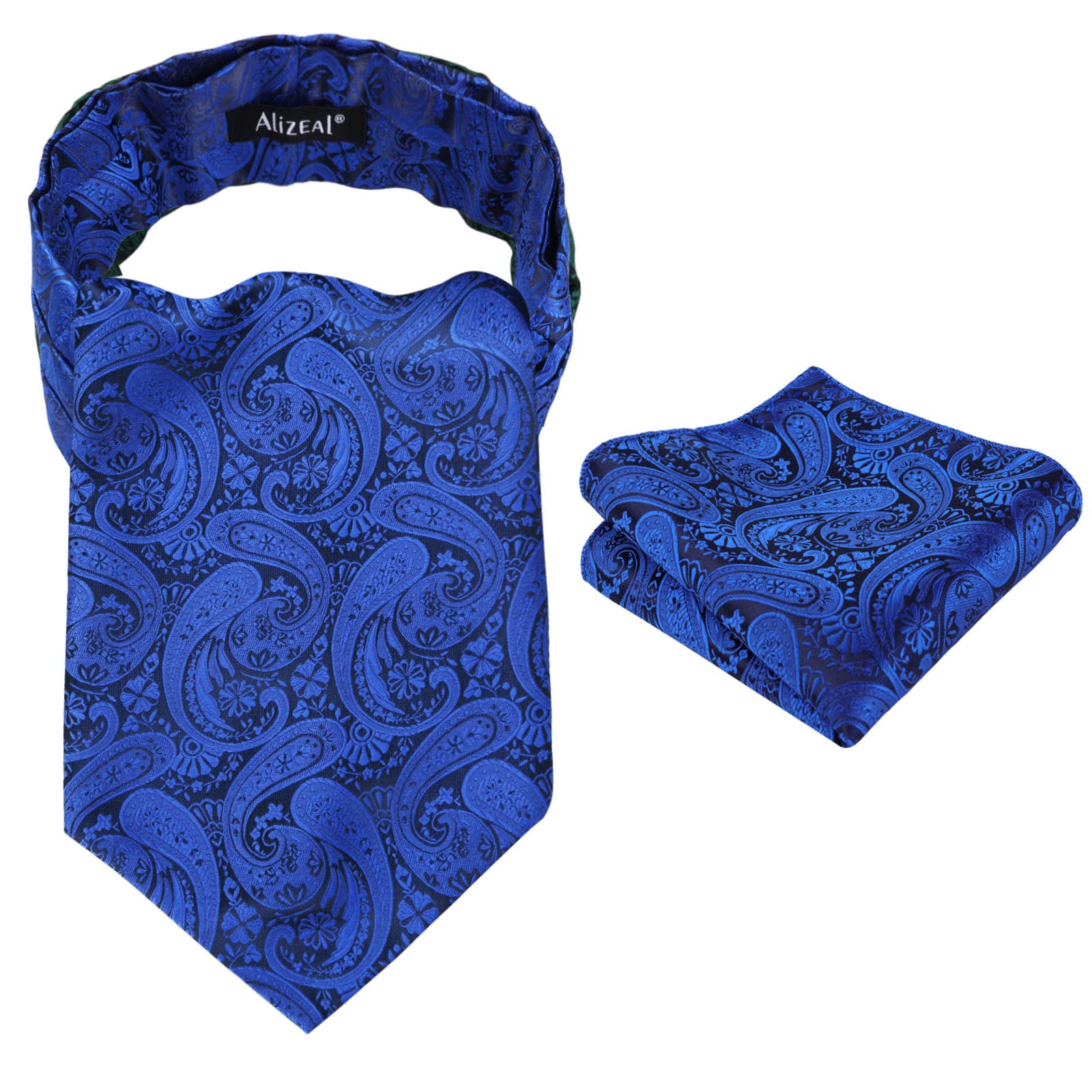 Alizeal Mens Self-tied Cravat Tie Ascot and Pocket Square Set