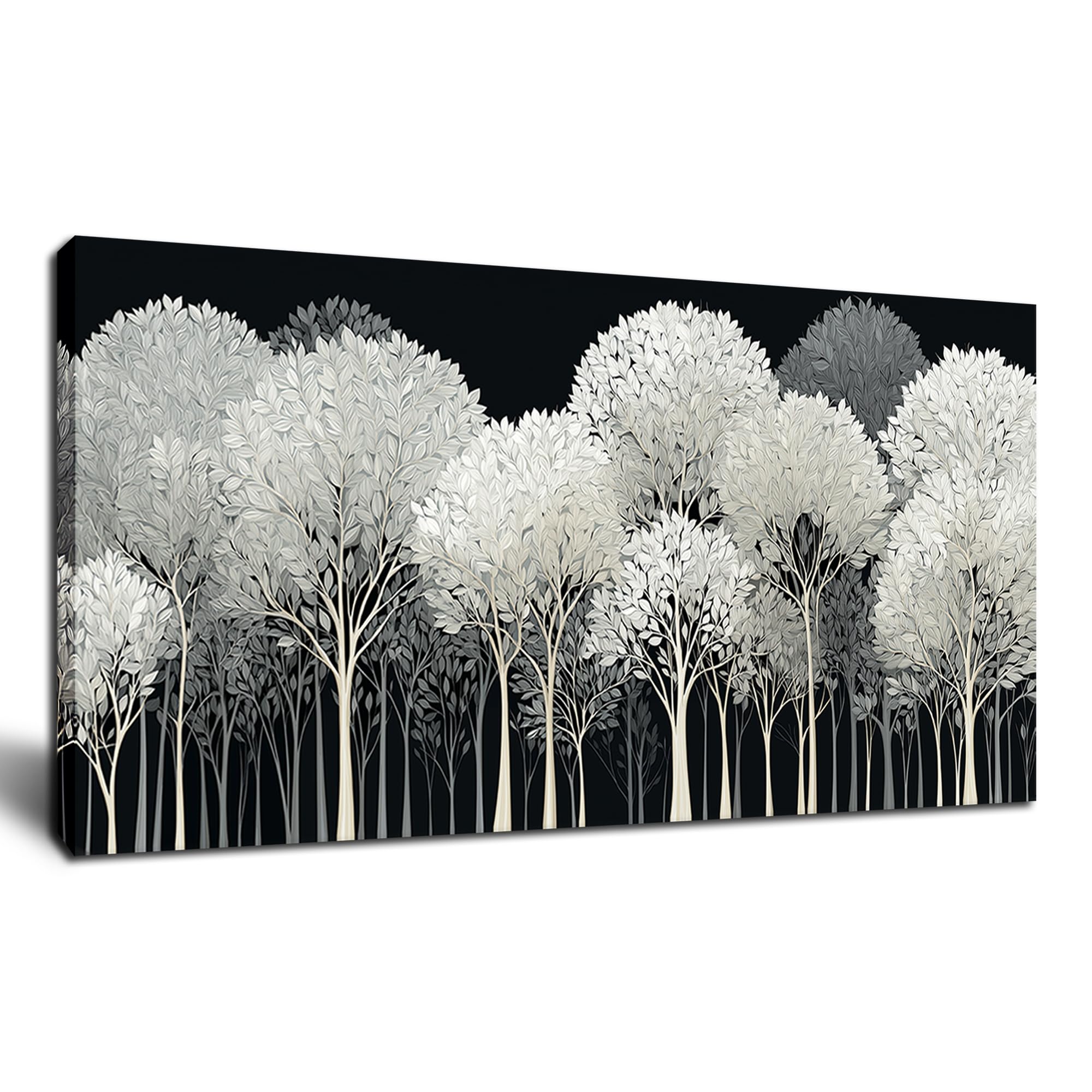 Black and White Tree of Life Wall Art for Living Room Abstract Forest Print Picture Framed Large Canvas Wall Decor for Bedroom Office Bathroom Modern