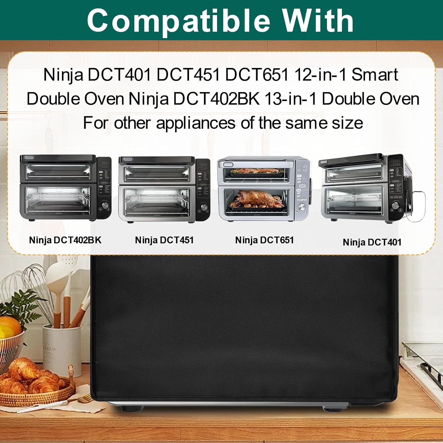 Toaster Oven Air Fryer Cover, Heat-Resistant Waterproof Dust-proof Kitchen Appliance Covers Compatible with Ninja DCT401 DCT451 DCT651 Smart Double Oven Ninja DCT402BK Double Oven