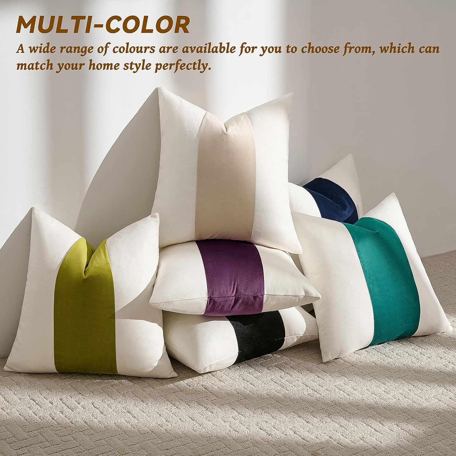 AmHoo Pack of 2 Velvet Panel Cotton Pillow Covers Decorative Pillowcase Cushion for Couch Sofa Bedroom 20 x 20-Inch Spinach Green - Image 5