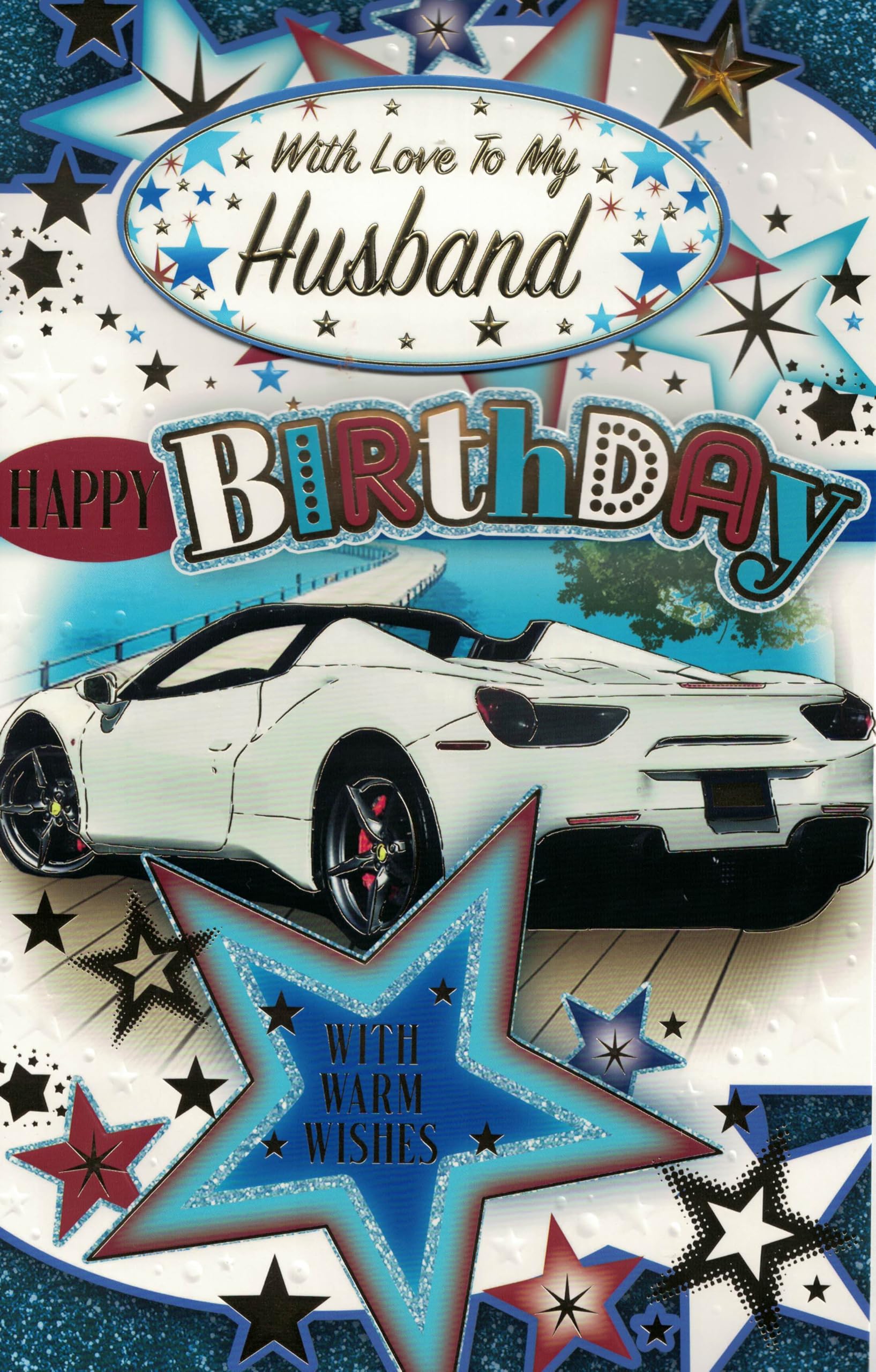 Luxury Husband Birthday Card Large 30 x 20 cm – With Love to My Husband – Premium 8 Page Insert – Special Birthday Card for Him
