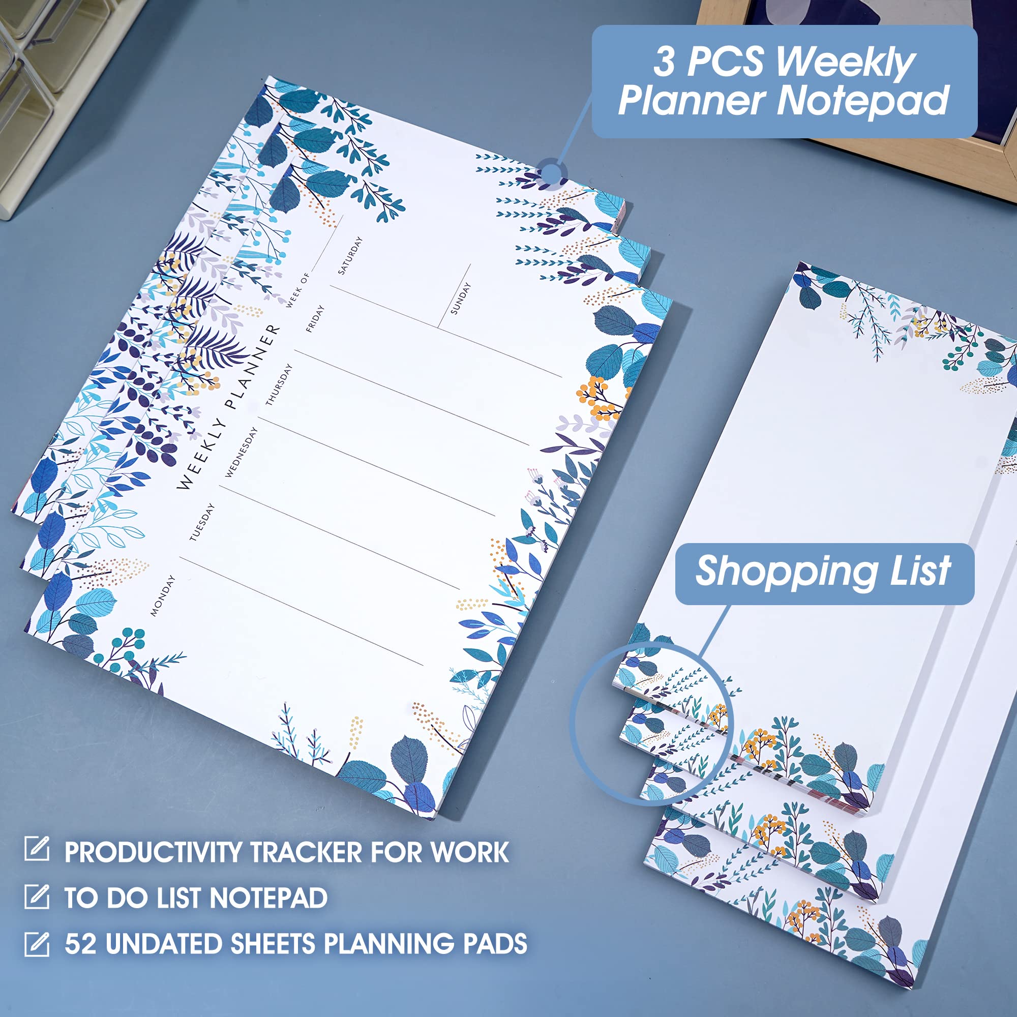 Snapklik.com : 3 Pack Weekly Planner Notepad Tear Off 52 Undated Weekly ...