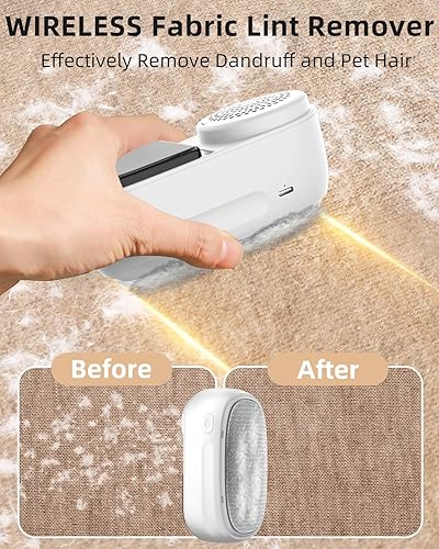 Miniatura 5 de Afeitadora de tela, removedor de pelusa con cepillo, cuchillas de 6 hojas, afeitadora portátil para suéter recargable, funciona con batería de 2600