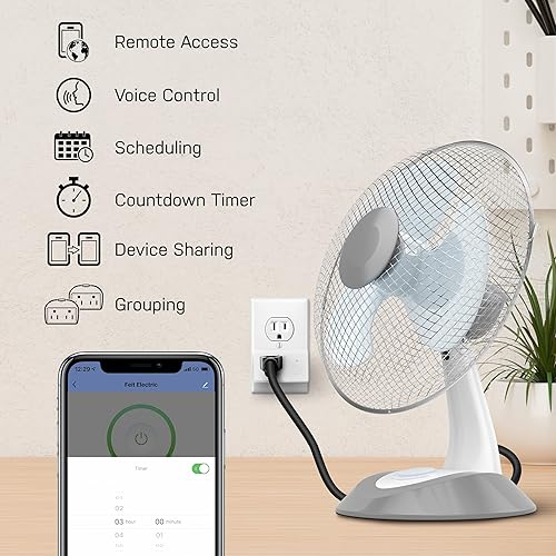 Miniatura 5 de Feit Electric Enchufe Wi-Fi inteligente con puertos USB-C y USB-A, carga rápida de 20 W, control remoto, funciona con Alexa y Google Home, salida