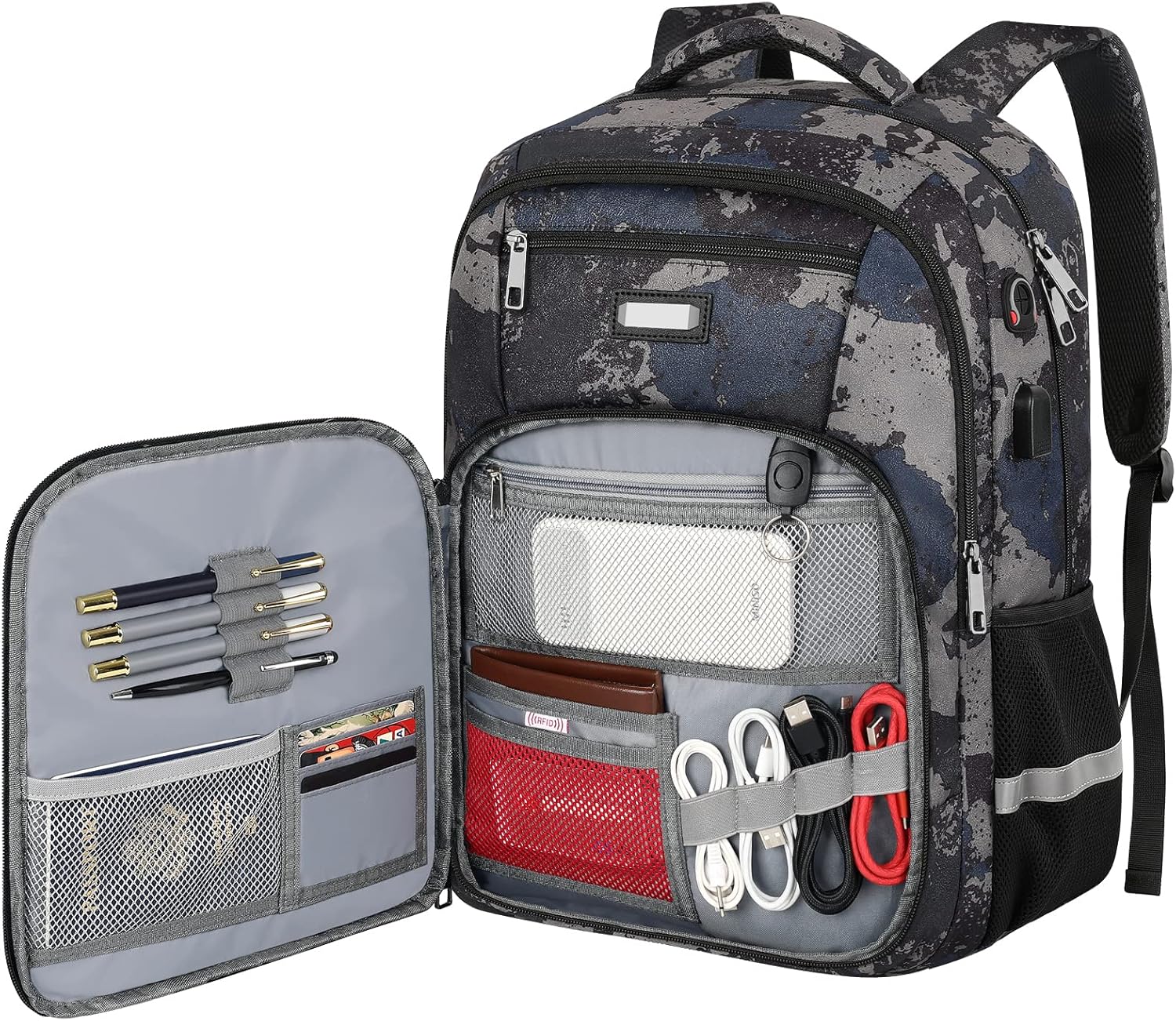 Jiefeike Laptop Backpack for Men, Extra Large Travel Backpack with USB Charging Port, TSA Friendly Anti Theft Water-Resistant Bag Daypack for Work, Daily Computer Bookbag Fits 17 Inch Laptop Backpack