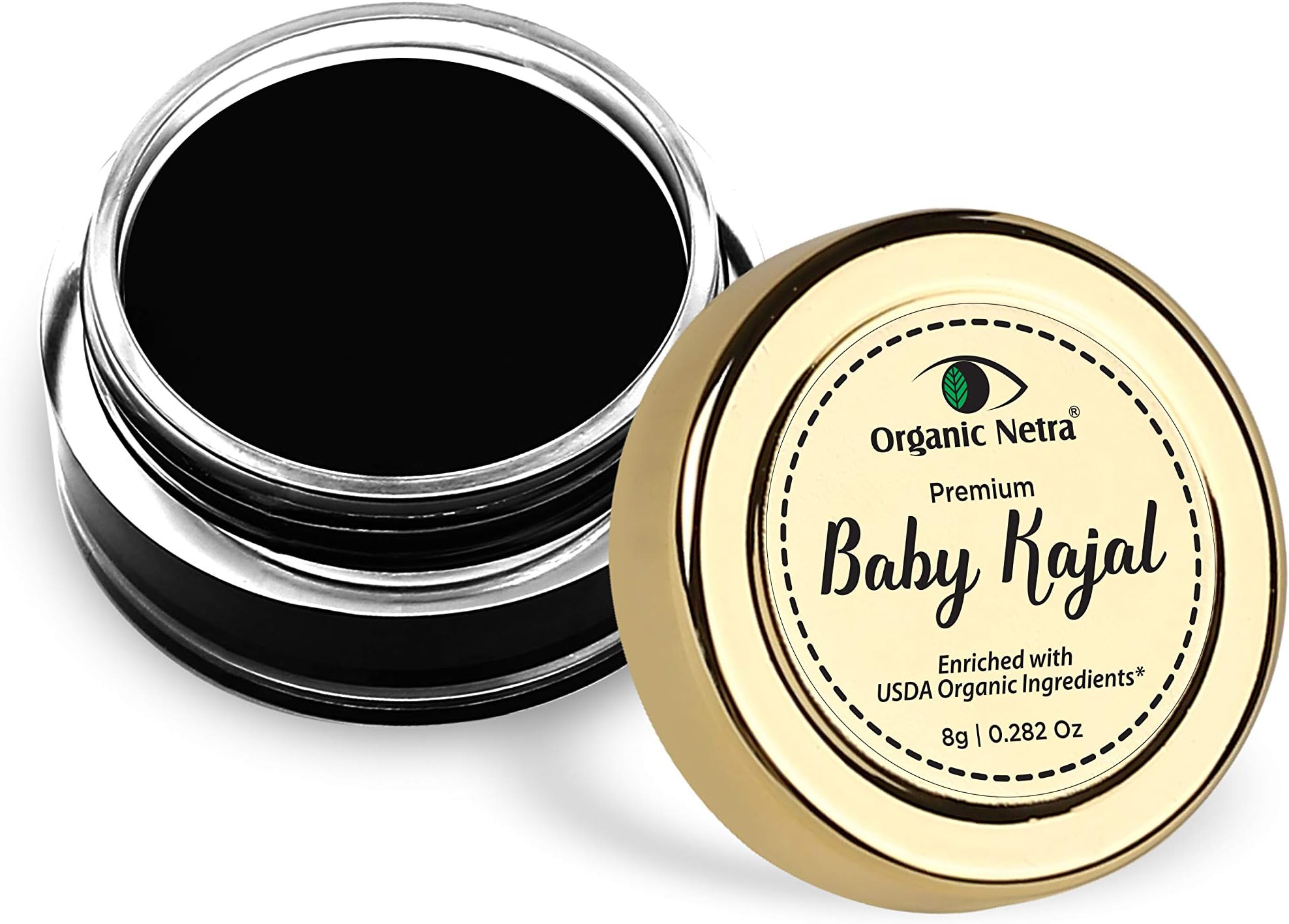 "Organic Netra Baby Kajal 8g for Newborns Water-Resistant Smudgeproof Longlasting Enriched with Natural Organic Ingredients Safe for Sensitive Baby Skin No Harmful Chemicals Matte Finish, (8g)