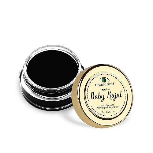 "Organic Netra Baby Kajal 8g for Newborns Water-Resistant Smudgeproof Longlasting Enriched with Natural Organic Ingredients Safe for Sensitive Baby Skin No Harmful Chemicals Matte Finish, (8g)