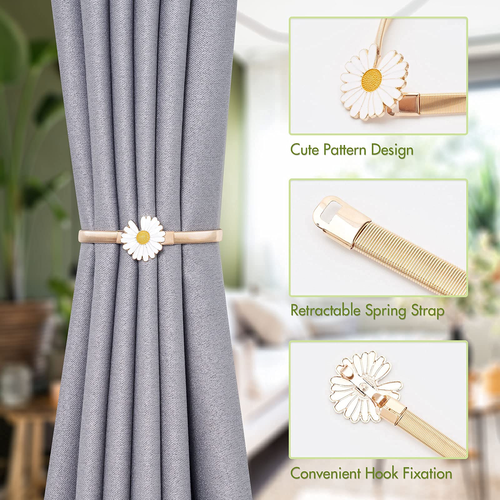 HASTHIP 2PCS Modern Curtain Holders Tieback Alloy Adjustable Wall Mount — Amazon image 2