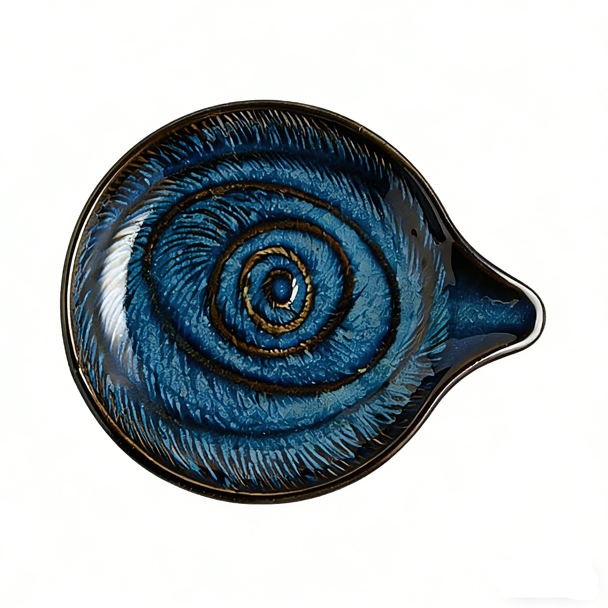 Repose-cuillère Céramique Bleu Foncé, Porte Cuillere Design Goutte d'Eau, Support Spatule Résistant à la Chaleur