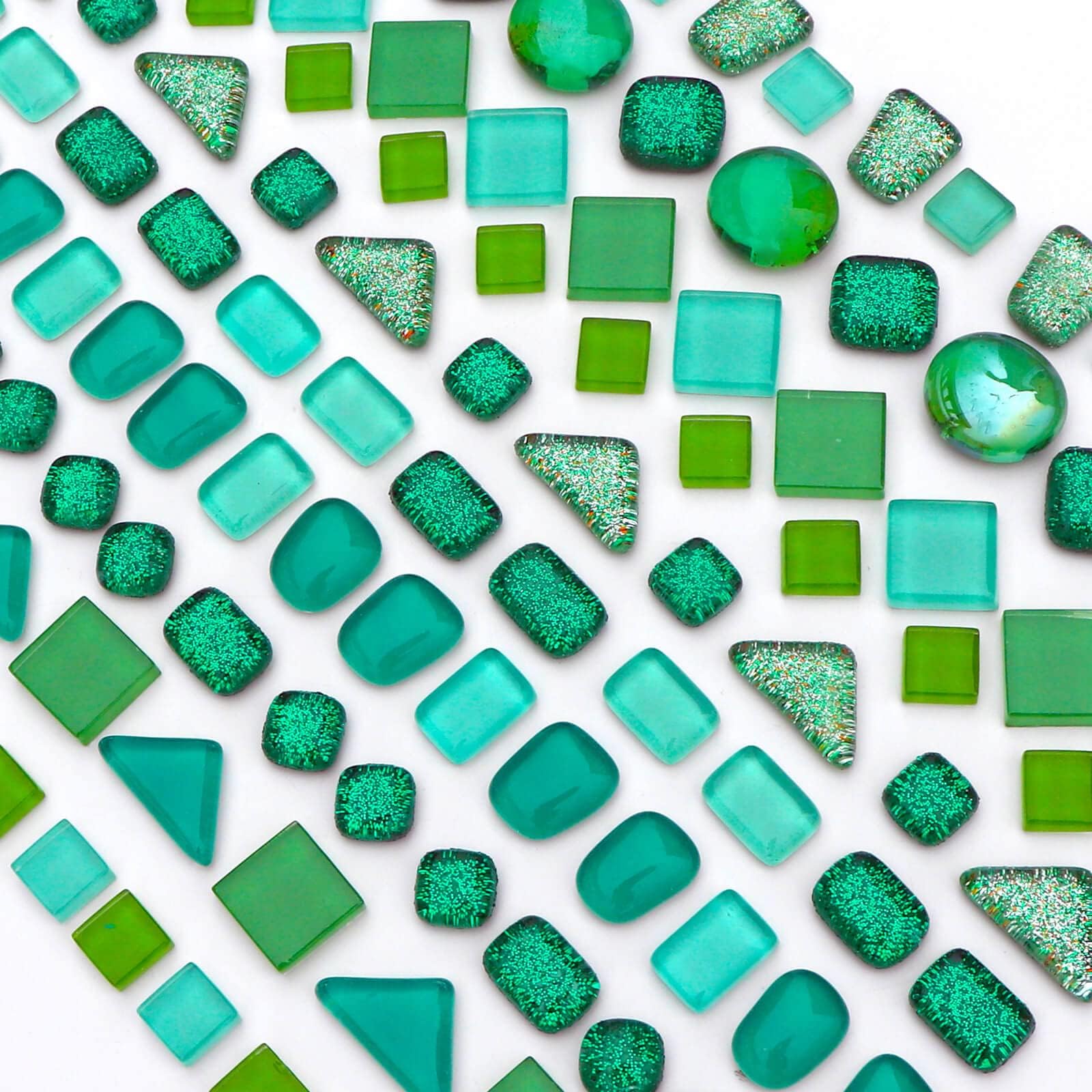 Assorted Green Irregular Crystal Mosaic Tiles, 9oz Value Pack - Perfect for Art Crafts, Mosaic Making Projects, Home Decor, and More
