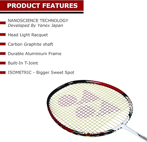 Miniatura 2 de Yonex Nanoray 7000I G4-2U - Raqueta de bádminton (rojo vino)